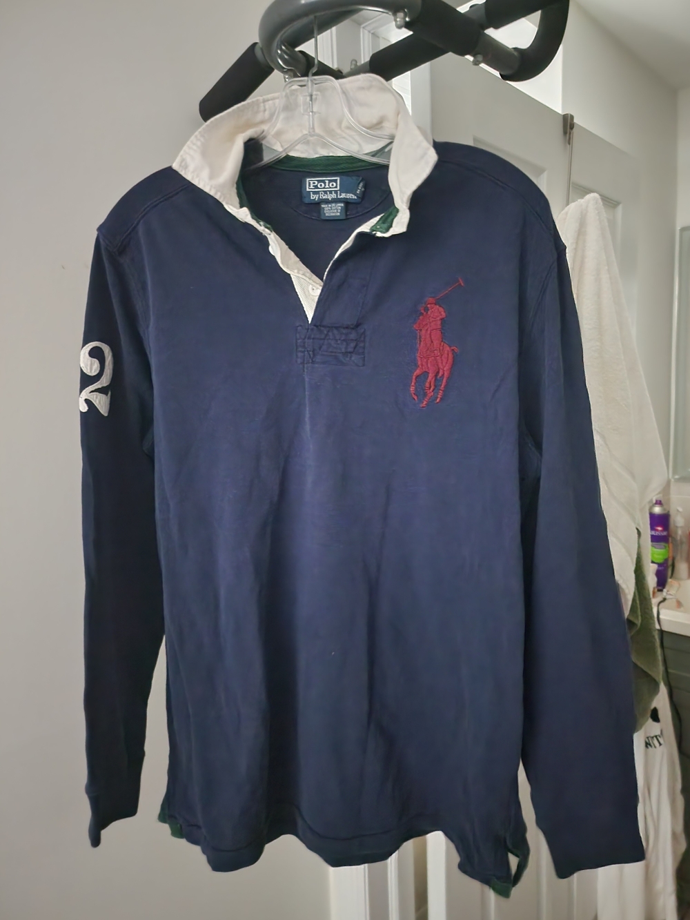Polo by Ralph Lauren Navy Long-Sleeve Rugby with Red Pony. S-M